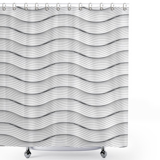 Personality  Repeating Ornament Of Many Horizontal Wavy Lines Shower Curtains