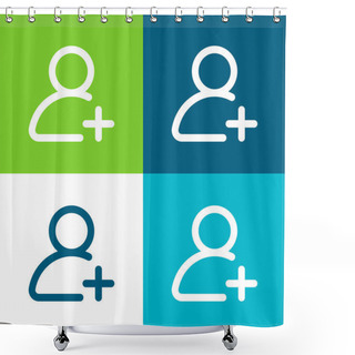 Personality  Add User Flat Four Color Minimal Icon Set Shower Curtains