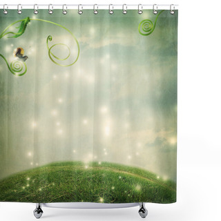 Personality  Fantasy Landscape With Small Snail Shower Curtains