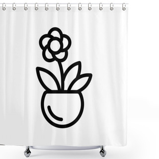 Personality  Potting Flower Icon Vector. Potting Flower Sign. Isolated Contour Symbol Illustration Shower Curtains