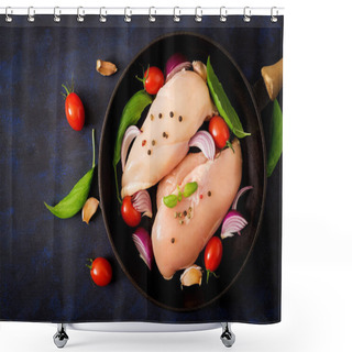 Personality  Raw Chicken Fillets Prepared For Baking Shower Curtains