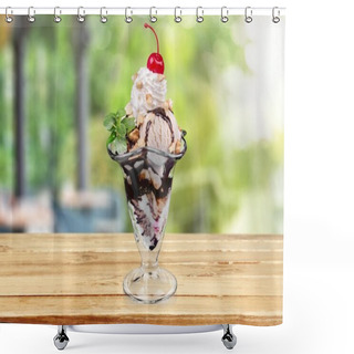 Personality  Ice Cream Sundae, Ice Cream, Chocolate. Shower Curtains