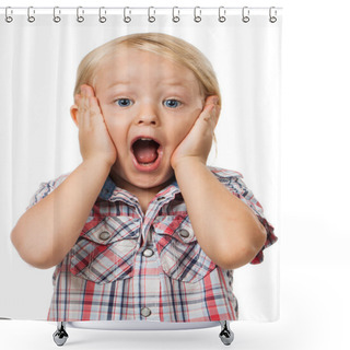 Personality  Cute Young Surprised Boy Shower Curtains