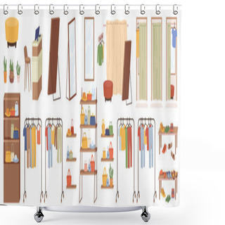 Personality  Shopping Clothing Shoes Store Interior Element Set Shower Curtains