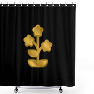 Personality  Alpine Forget Me Not Gold Plated Metalic Icon Or Logo Vector Shower Curtains