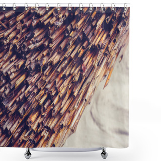 Personality  Close Up On Straw Roof Shower Curtains