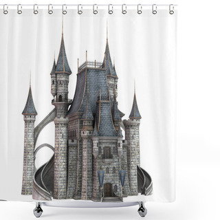 Personality  3D Rendered Fairy Tale Castle On White Background - 3D Illustration Shower Curtains