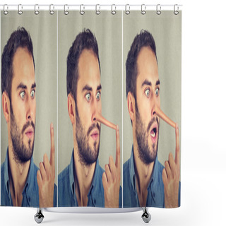 Personality  Man With Long Nose. Liar Concept. Human Face Expressions, Emotions, Feelings. Shower Curtains