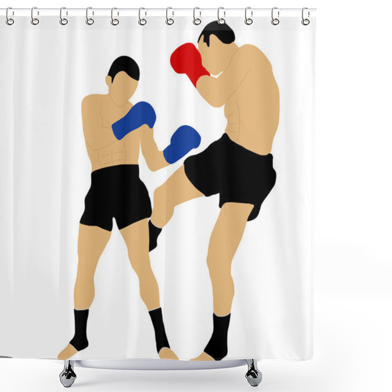 Personality  Two Boxers Fighting With Low Kick Shower Curtains