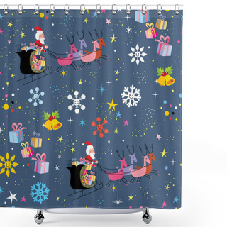 Personality  Santa Flying Christmas Pattern Shower Curtains
