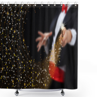 Personality  Magician Hands With Sparkling Stars Shower Curtains
