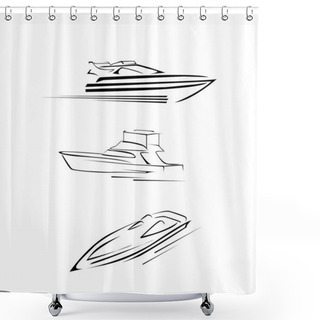Personality  Speed Boat Set Collection Shower Curtains