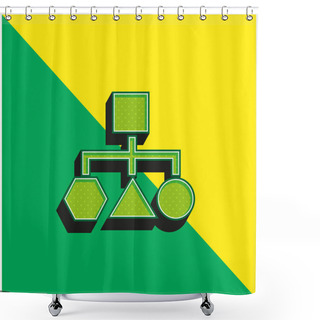 Personality  Block Scheme Of Geometrical Shapes Green And Yellow Modern 3d Vector Icon Logo Shower Curtains