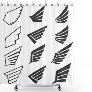 Personality  Wings Vector Set Shower Curtains