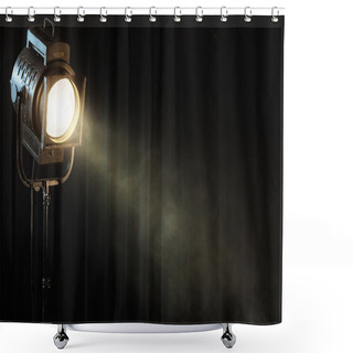 Personality  Vintage Theatre Spot Light On Black Curtain With Smoke Shower Curtains