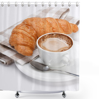 Personality  Coffee And Croissant Shower Curtains