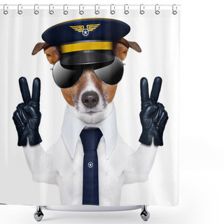 Personality  Pilot Dog Shower Curtains
