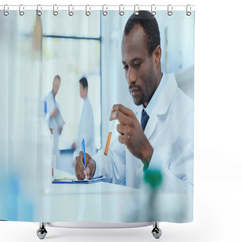 Personality  Scientist Holding Test Tube  Shower Curtains