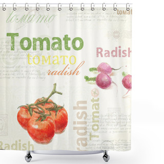 Personality  Kitchen Art. Watercolor Vintage Tomato Shower Curtains
