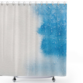 Personality  Blue Watercolor Paint On White Textured Background With Copy Space Shower Curtains