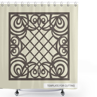 Personality  Square Frame With A Beautiful Openwork Pattern And A Lattice In The Center. Template For Laser Cutting (cnc), Wood Carving, Paper Cut Or Printing. Vector Illustration. Shower Curtains