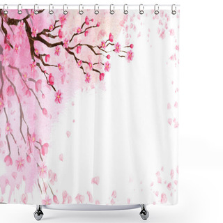 Personality  Spring Background With A Blossoming Sakura. Shower Curtains