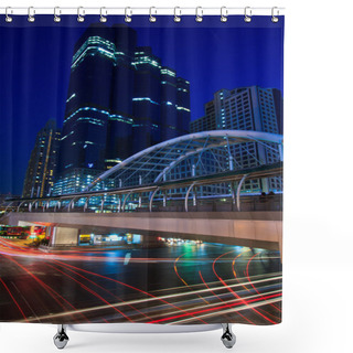 Personality  Buildings Bridge At Train Station Shower Curtains