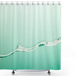 Personality  Transparent Pure Water With Splash And Ice Cubes On Blue Background Shower Curtains