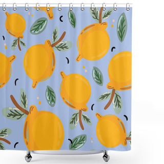 Personality  Summer Tropical Seamless Pattern With Beautiful Yellow Lemons Shower Curtains
