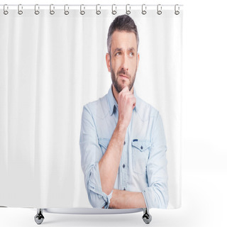 Personality  Frustrated Young Man In Casual Wear Shower Curtains