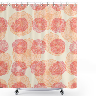 Personality  A Lovely Illustrations Of Peonies Flower As Seamless Surface Pattern Design. Shower Curtains