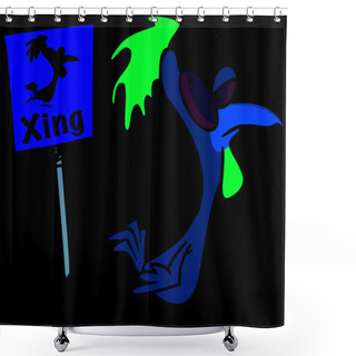 Personality  Cartoon Chicken Crossing Shower Curtains