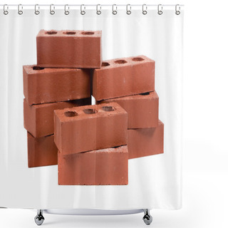 Personality  Stack Of Red Bricks On White Shower Curtains