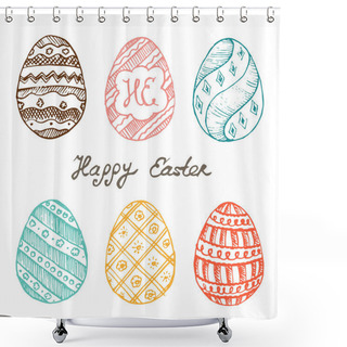 Personality  Greeting Card With Varicolored Painted Eggs  Shower Curtains