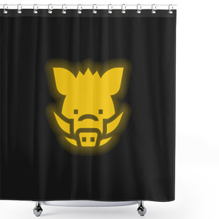 Personality  Boar Yellow Glowing Neon Icon Shower Curtains