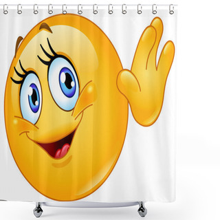 Personality  Female Emoticon Waving Hello Shower Curtains