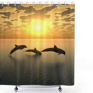 Personality  Dolphin Yellow Sunset_2 Shower Curtains