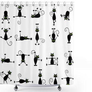 Personality  Set Of Black Cats Shower Curtains