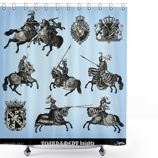 Personality  Engraving Vintage Knights Tournament Set Shower Curtains