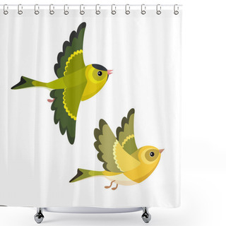 Personality  Flying European Siskin Pair Isolated On White Background  Shower Curtains