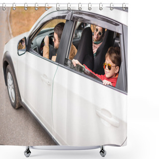 Personality  Happy Family Travelling By Car Shower Curtains
