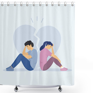 Personality  Dating Couple Having Conflict. Flat Vector Illustration. Shower Curtains