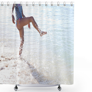 Personality  Woman Bathing In The Sea Shower Curtains