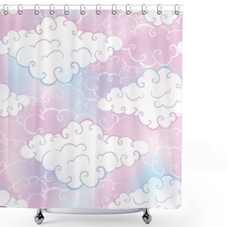 Personality  Clouds In The Sky. Vector Seamless Pattern Shower Curtains