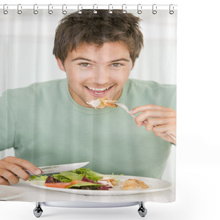 Personality  Young Man Enjoying Healthy Meal,mealtime Shower Curtains