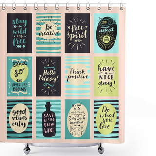 Personality  Set Of Modern Calligraphic Posters Shower Curtains
