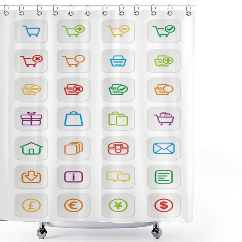 Personality  Colorful Ecommerce Icons Shower Curtains