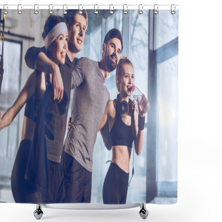 Personality  Group Of Sportive People In Gym Shower Curtains
