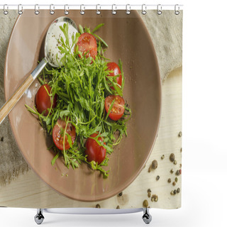 Personality  Watercress Salad With Cherry Tomatoes And Sour Cream. Shower Curtains