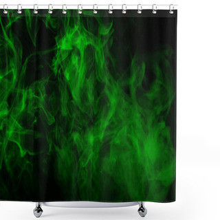 Personality  Green Steam On A Black Background. Copy Space. Shower Curtains